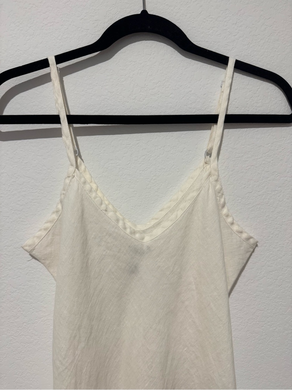 FLAX 100% Linen White Slip Dress Knee Length Minimalist Lightweight - Picture 6 of 9